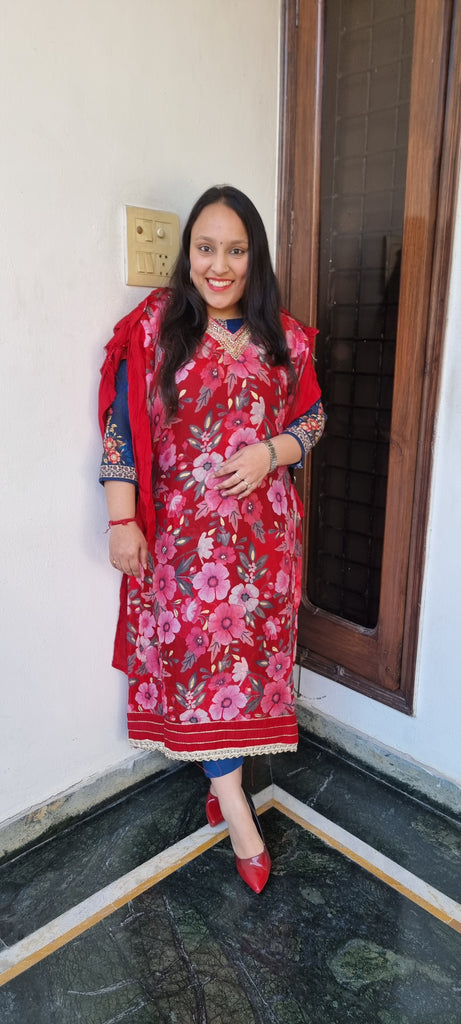 Crimson Grace Floral Unstitched suit