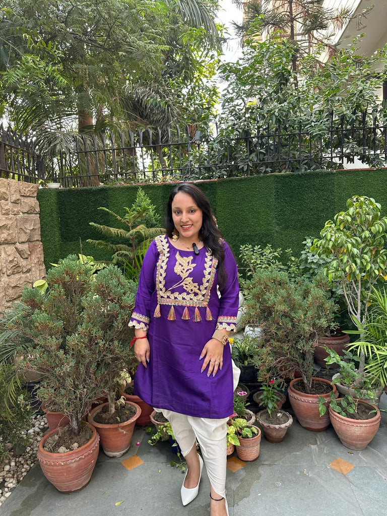 Purple Dhoti Set