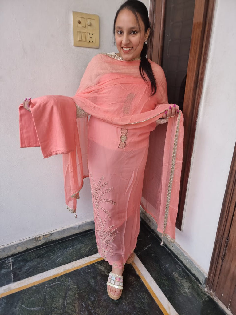 Peach color suit for women