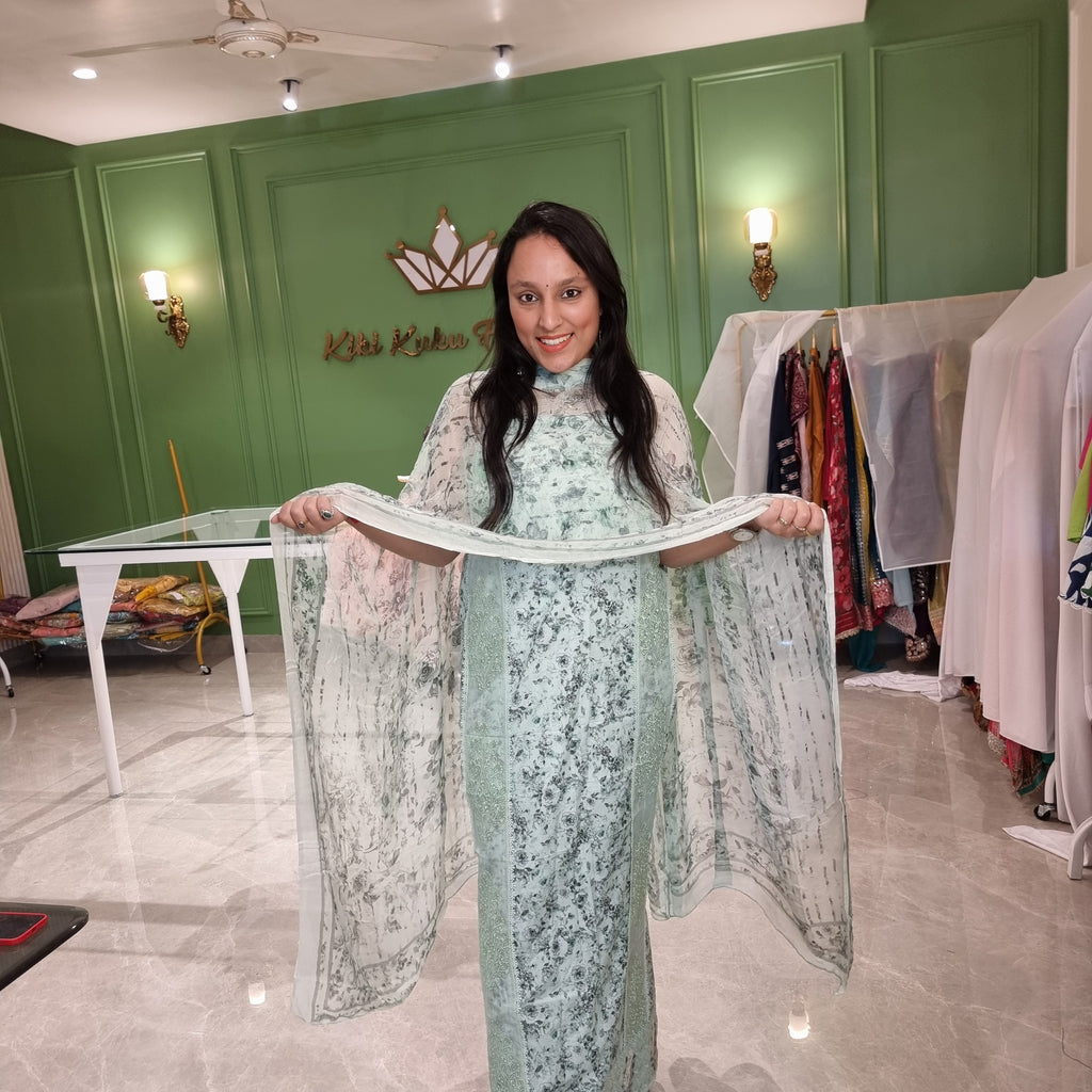 Mint Breeze Unstitched Cotton Suit