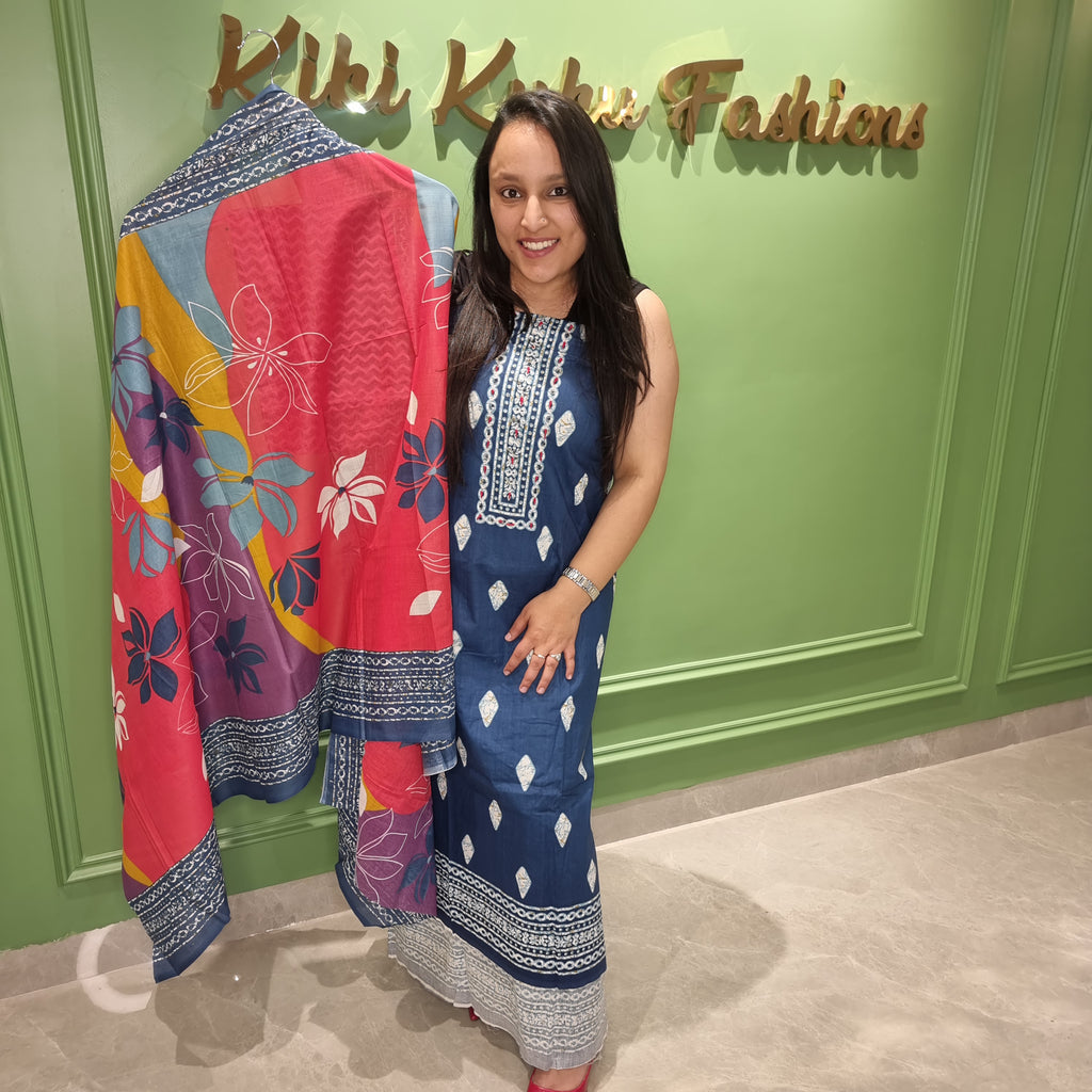 Midnight Bloom Cotton Suit