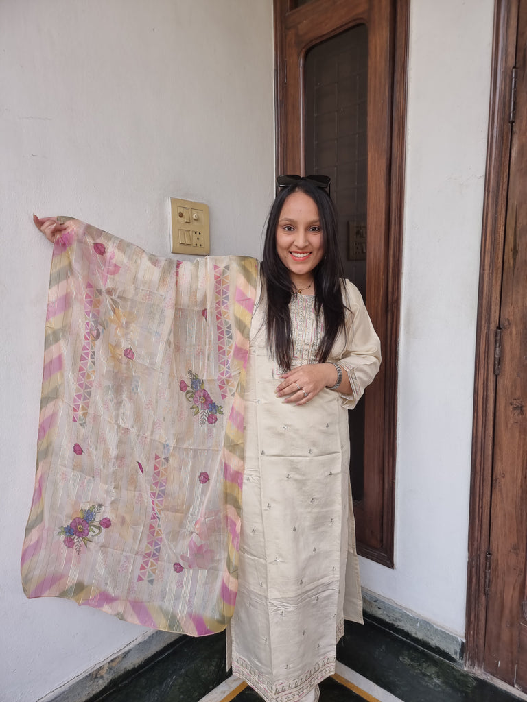 Ivory Elegance Roman Silk Suit