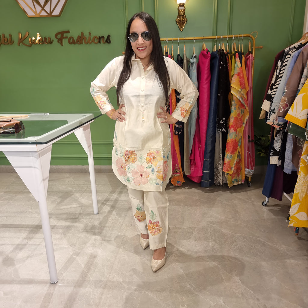 Floral Elegance Embroidered Cordset