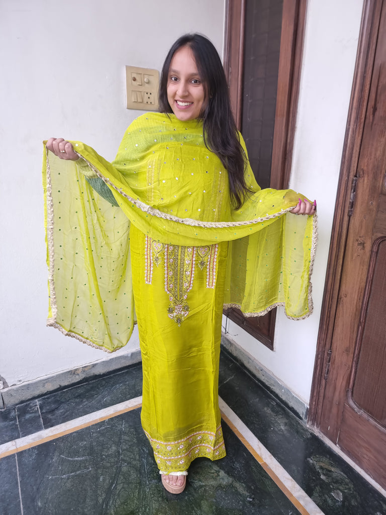 Lemon Luxe Georgette Suit