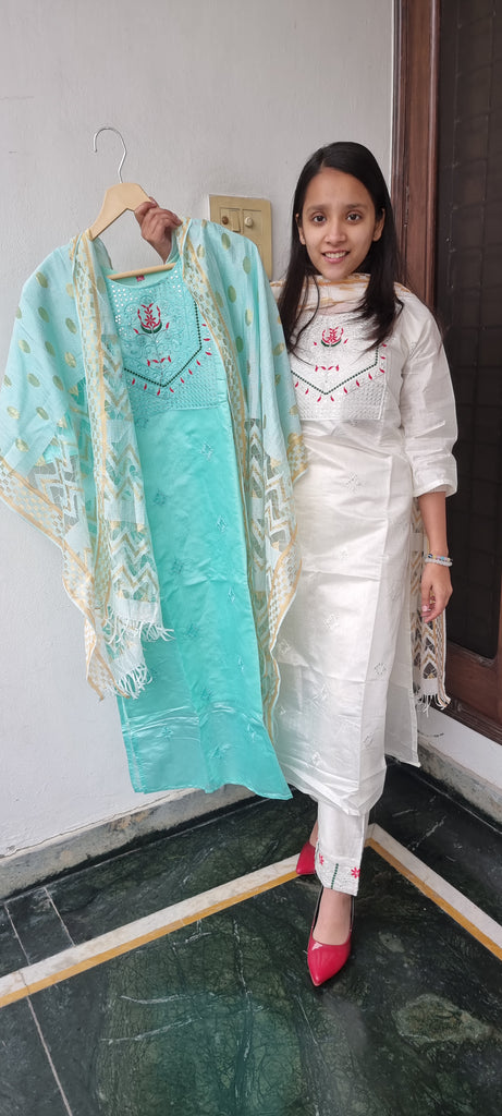 Sea Green Cotton Suit