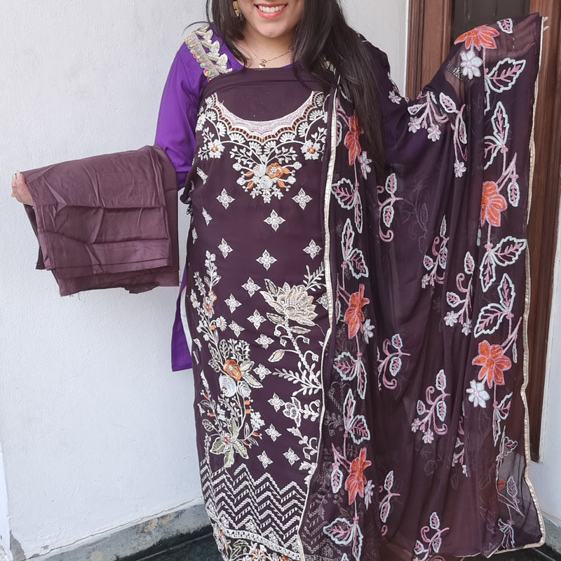 Royal Plum Elegance  Embroidered Suit