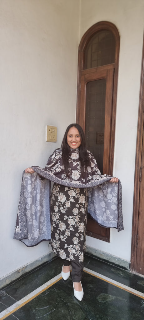 Cocoa Bloom Muslin Suit