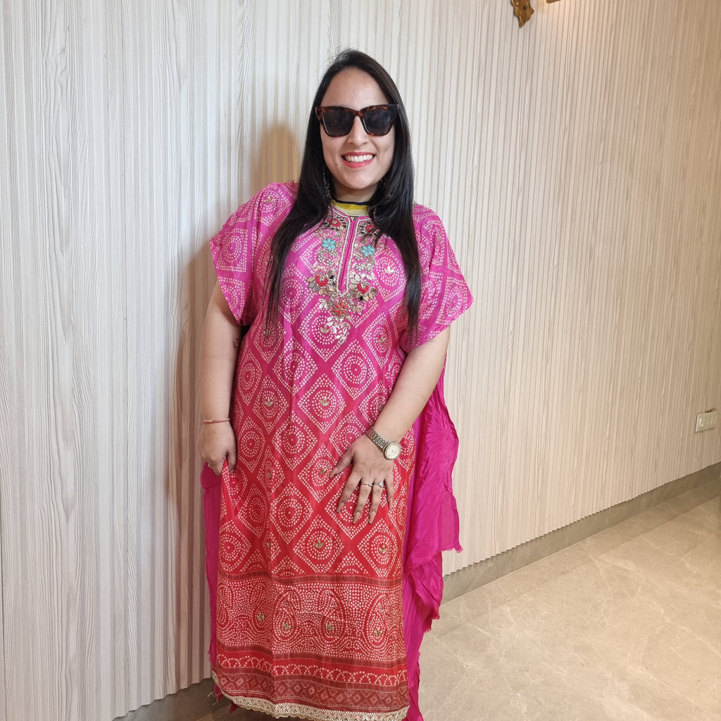 Gulabi Noor Bandhani Suit