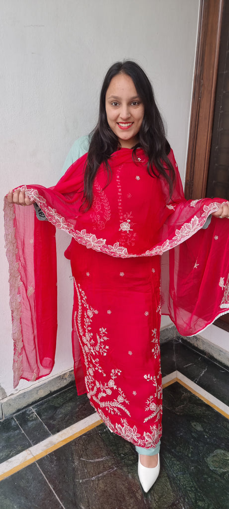 Cherry Bloom Embroidered Suit