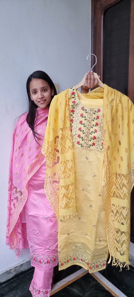 Elegant Yellow Cotton Suit