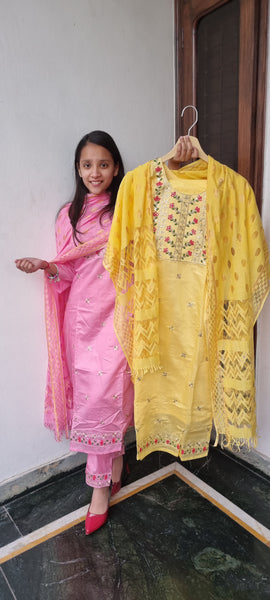 Elegant Yellow Cotton Suit