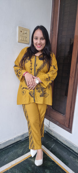 Elegant Mustard Printed Co-ord Set