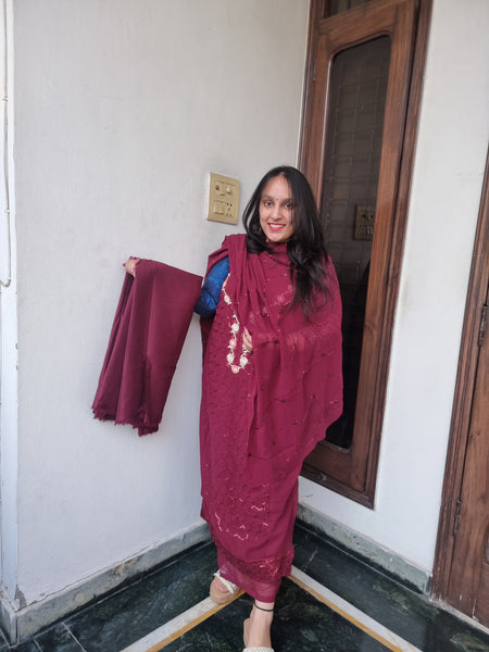 Regal Maroon Embroidered Ensemble.