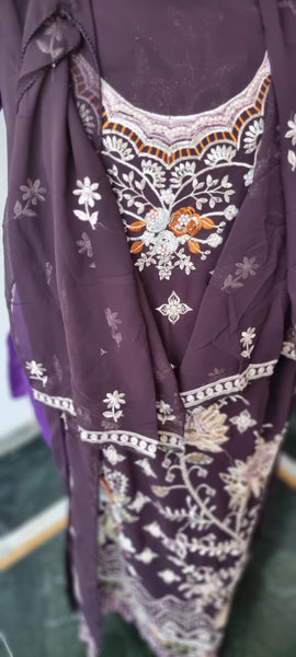 Royal Plum Elegance  Embroidered Suit
