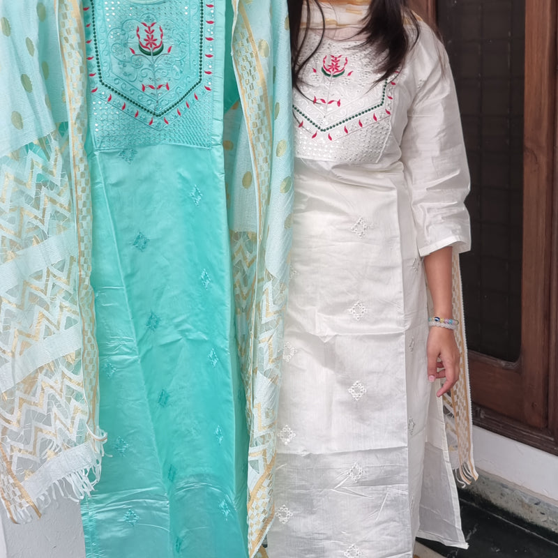 Sea Green Cotton Suit