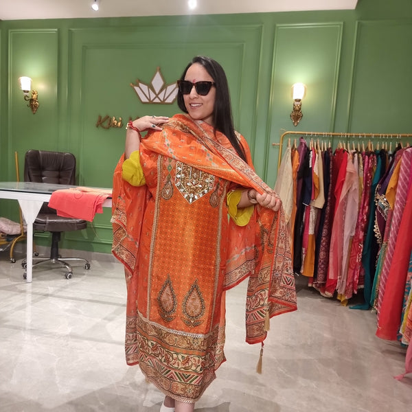 🧡 Fanta Glow – Semi-Stitched Suit 🧡