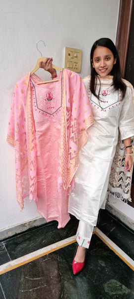 Elegant Pink Cotton Suit