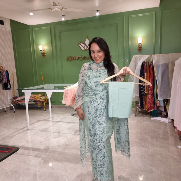 Mint Breeze Unstitched Cotton Suit