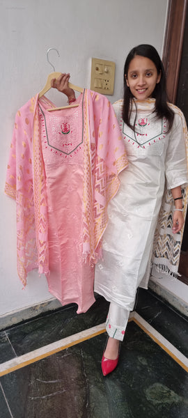 Elegant Pink Cotton Suit