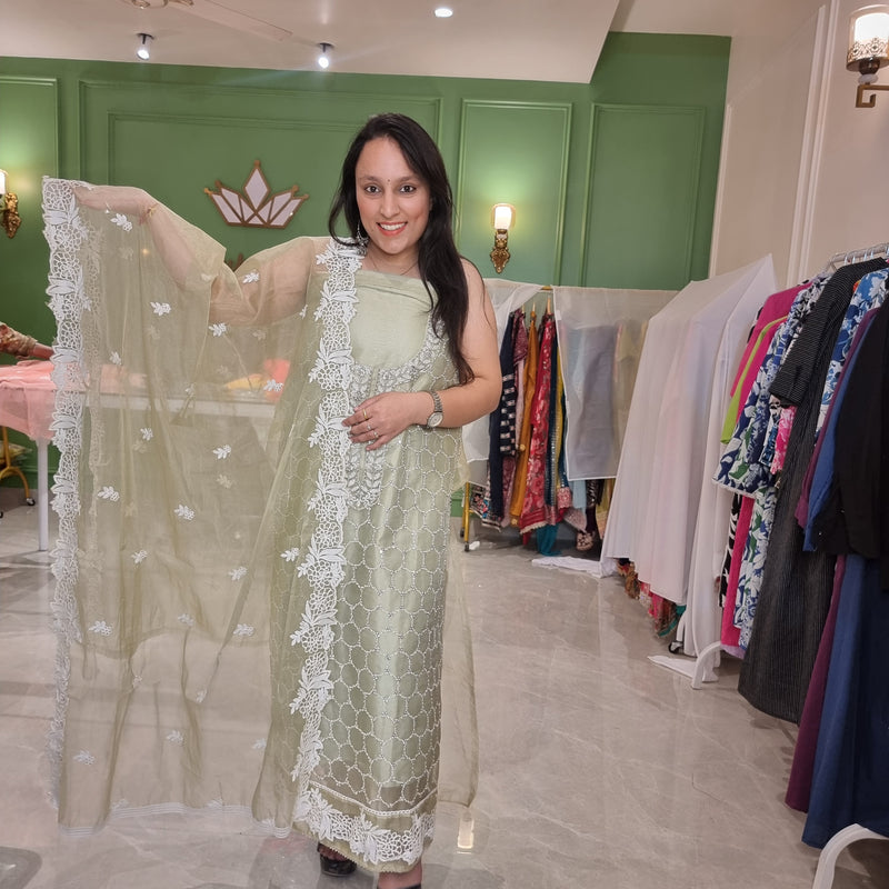 Pearl Glow Unstitched Suit