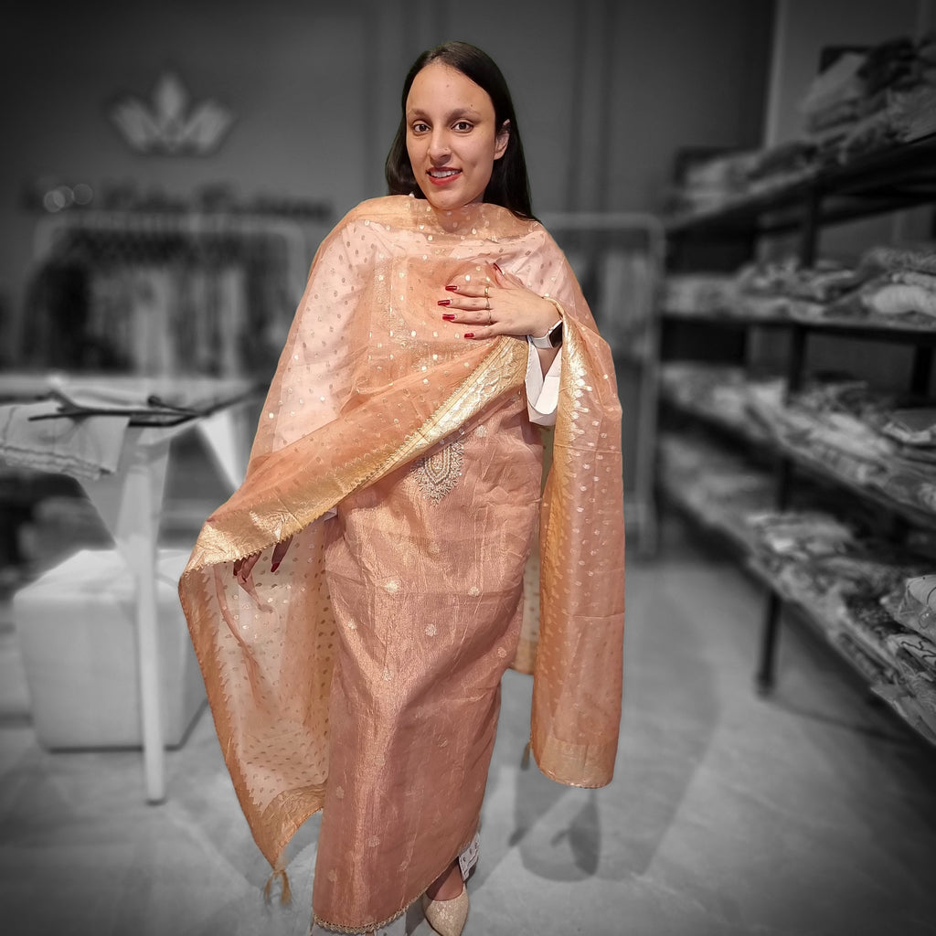 Blush Glow Chanderi Elegance 🌸