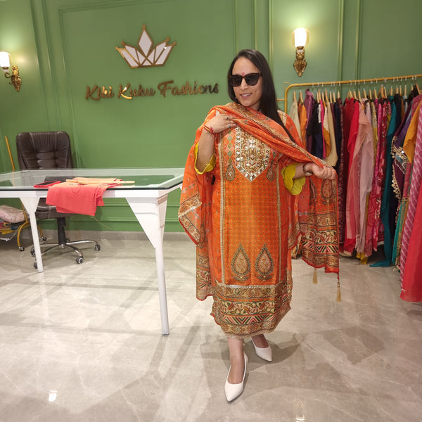 🧡 Fanta Glow – Semi-Stitched Suit 🧡