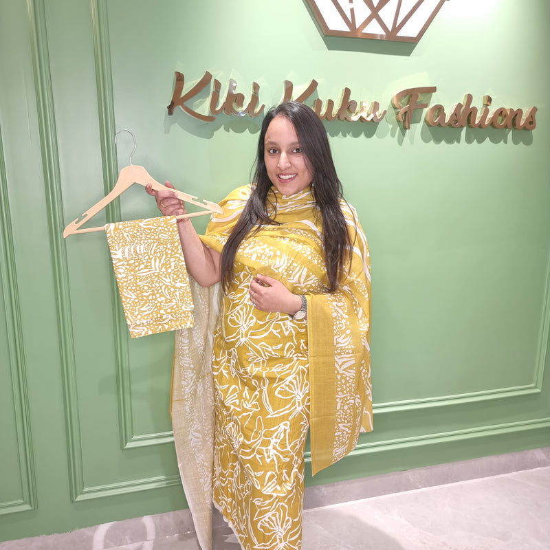 Golden Bloom Cotton Suit