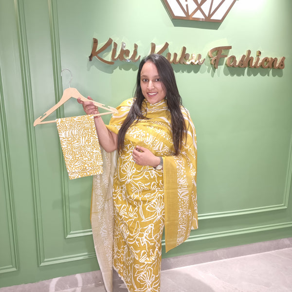 Golden Bloom Cotton Suit