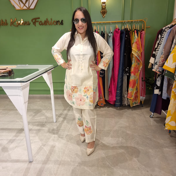 Floral Elegance Embroidered Cordset