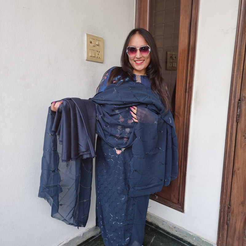 Midnight Sparkle Georgette Suit
