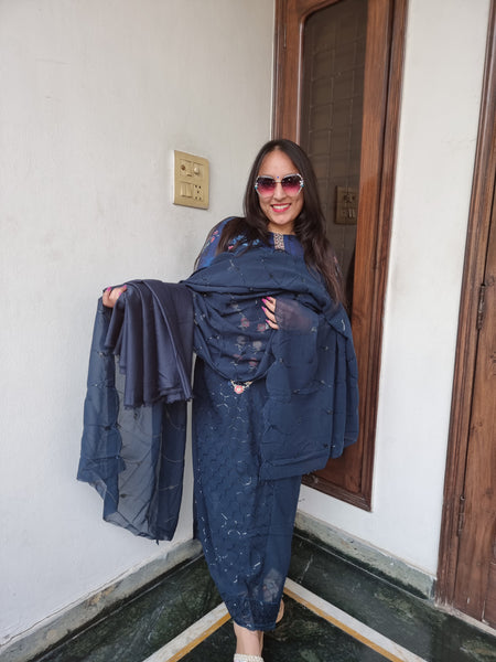 Midnight Sparkle Georgette Suit