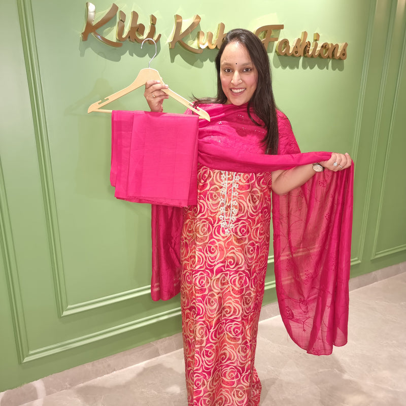 Rose Swirl Cotton Suit