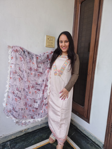 Pastel Glamour Embroidered Suit