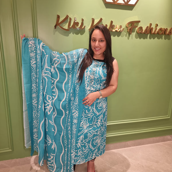 Aqua Elegance Cotton Suit