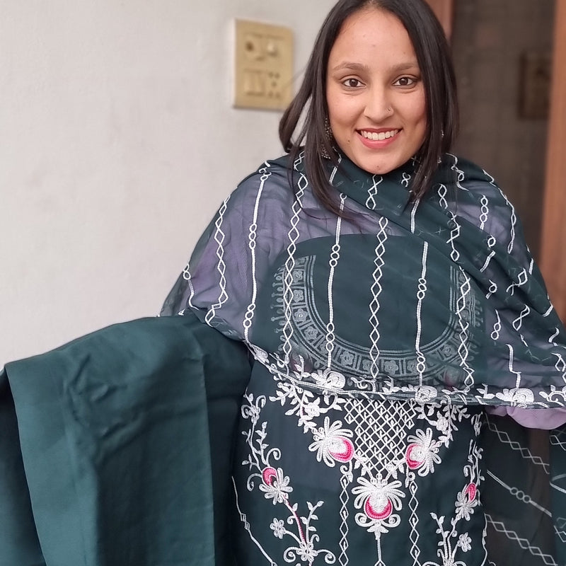 Emerald Elegance Embroidered Suit