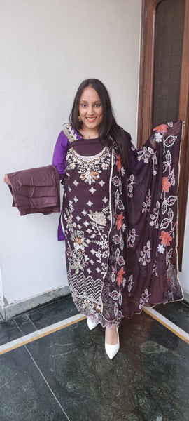 Royal Plum Elegance  Embroidered Suit