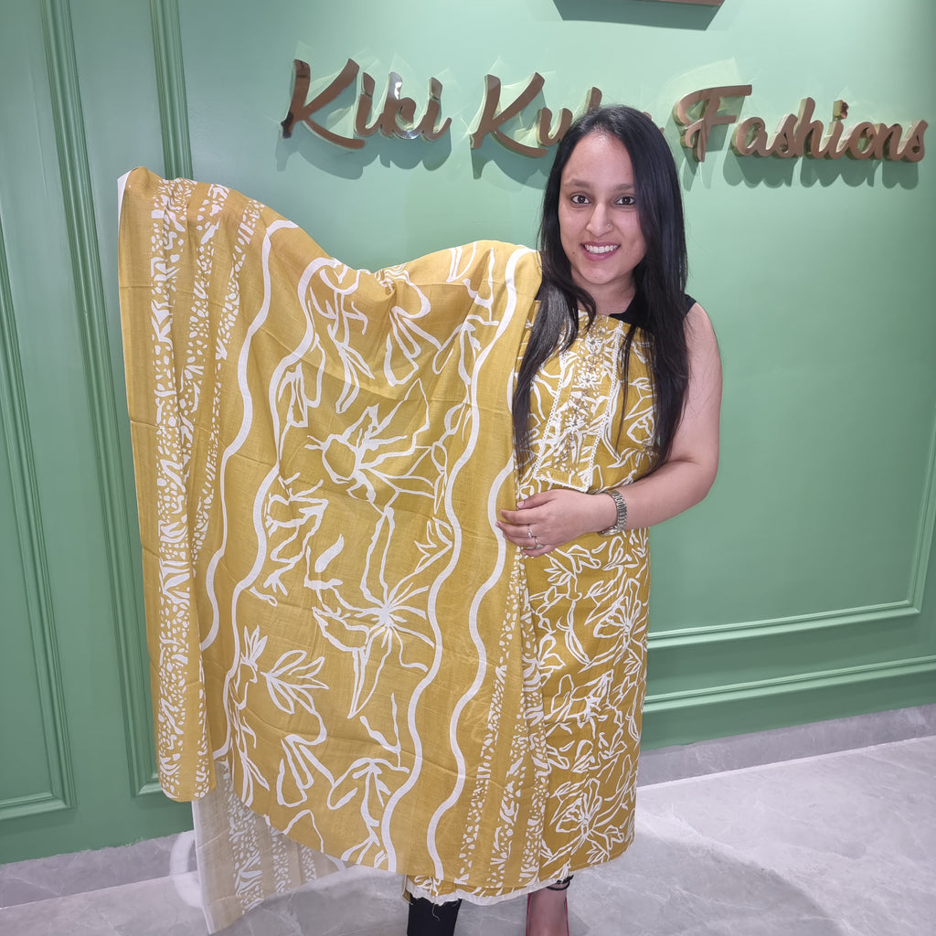 Golden Bloom Cotton Suit