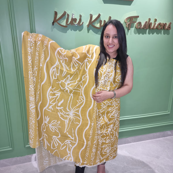 Golden Bloom Cotton Suit
