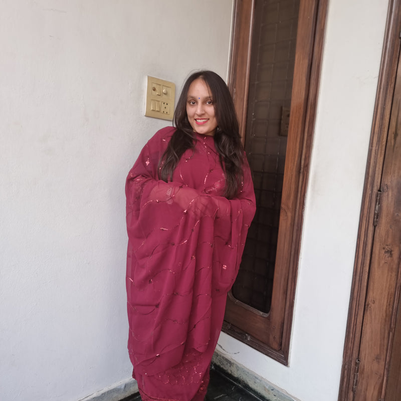 Regal Maroon Embroidered Ensemble.