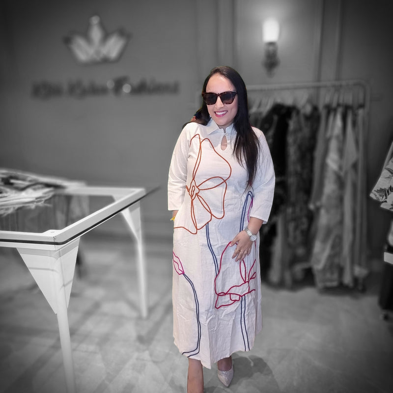 Ivory Bloom Threadwork Dress