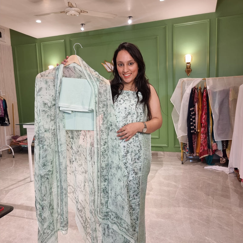 Mint Breeze Unstitched Cotton Suit
