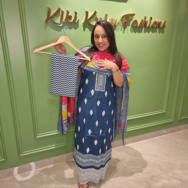 Midnight Bloom Cotton Suit