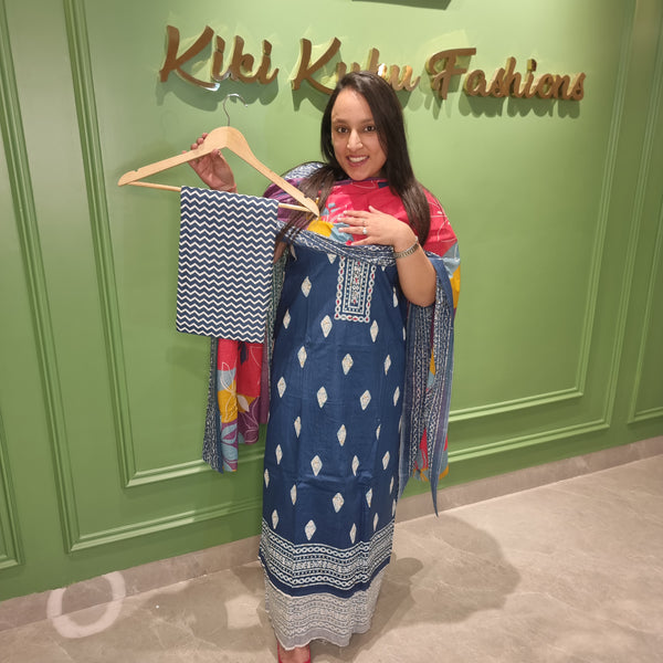 Midnight Bloom Cotton Suit